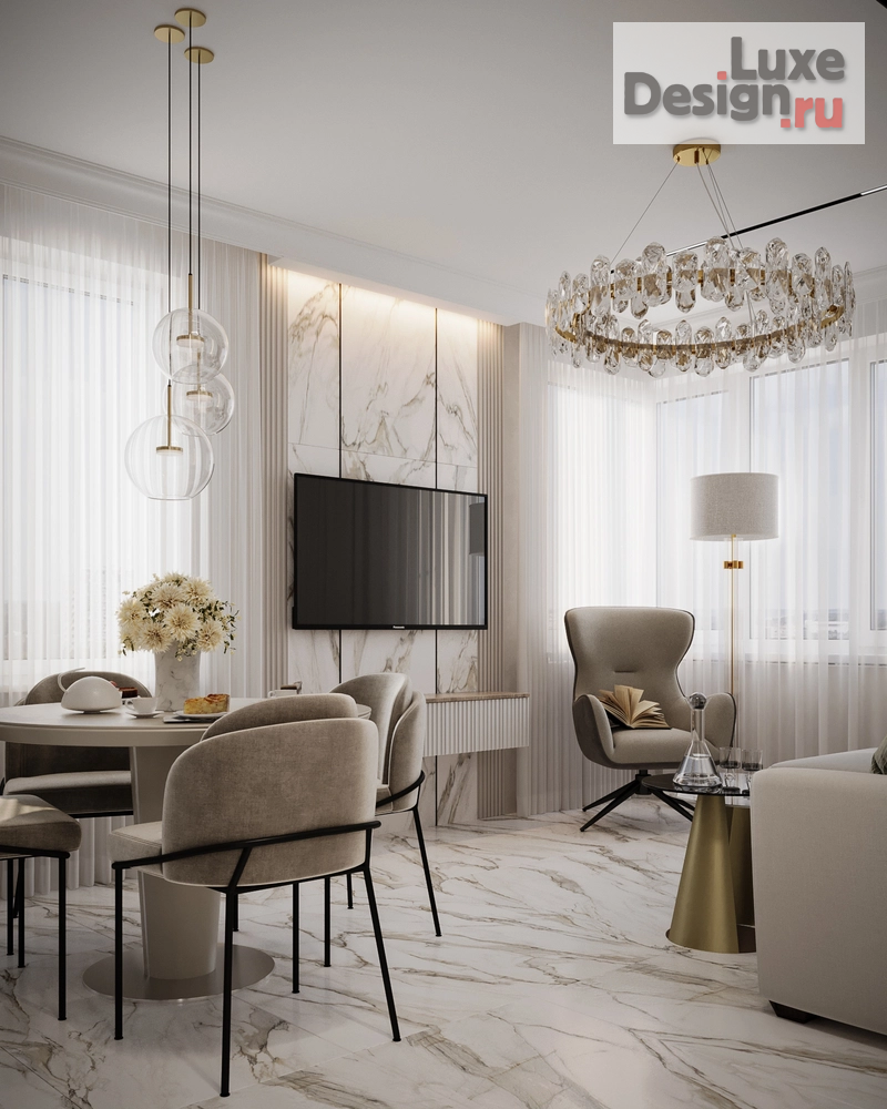 Дизайн интерьера трехкомнатной квартиры "Лёгкий бриз " (фото 4)