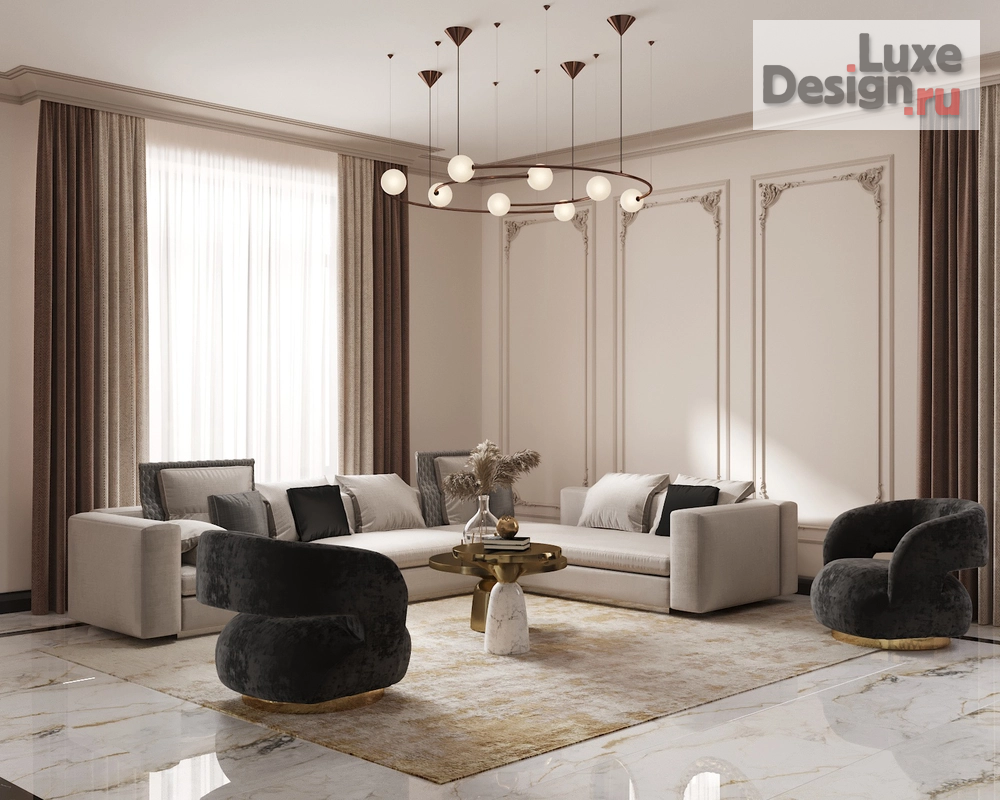 Дизайн интерьера коттеджа "Элегантный шик " (фото 4)