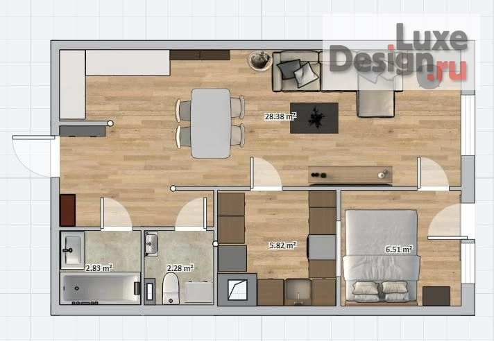Дизайн интерьера однокомнатной квартиры "Однокомнатная квартира для пары" (фото 5)