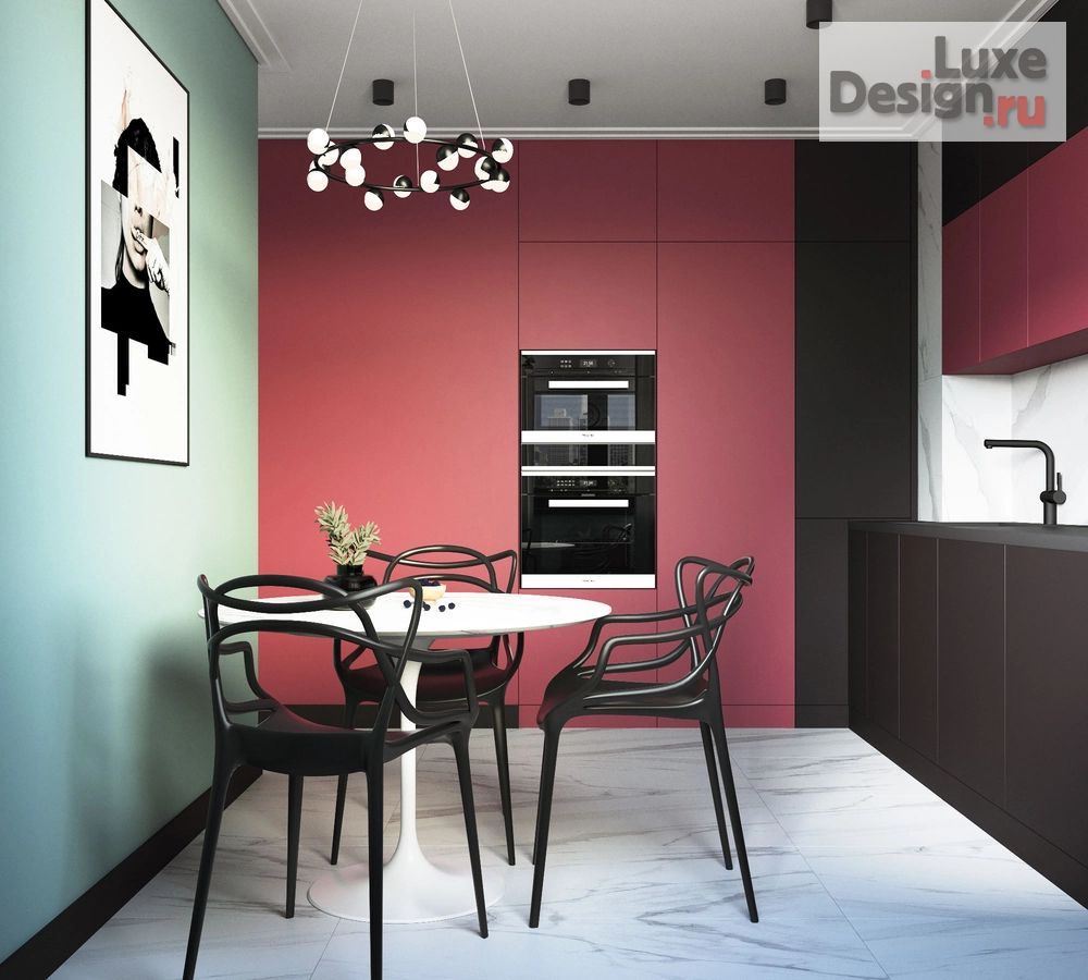 Дизайн интерьера комнаты "ПРОЕКТ КУХНИ "БРУСНИКА+МЯТА" 14М2, ЖК ГУБЕРНСКИЙ" (фото 1)