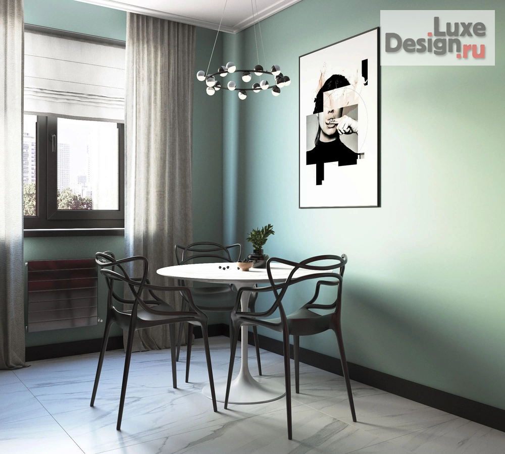 Дизайн интерьера комнаты "ПРОЕКТ КУХНИ "БРУСНИКА+МЯТА" 14М2, ЖК ГУБЕРНСКИЙ" (фото 4)