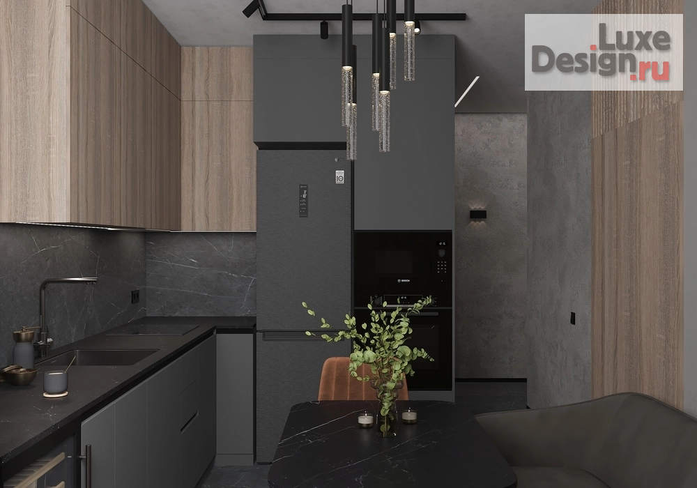 Дизайн интерьера двухкомнатной квартиры "Евродвушка, темный интерьер" (фото 8)