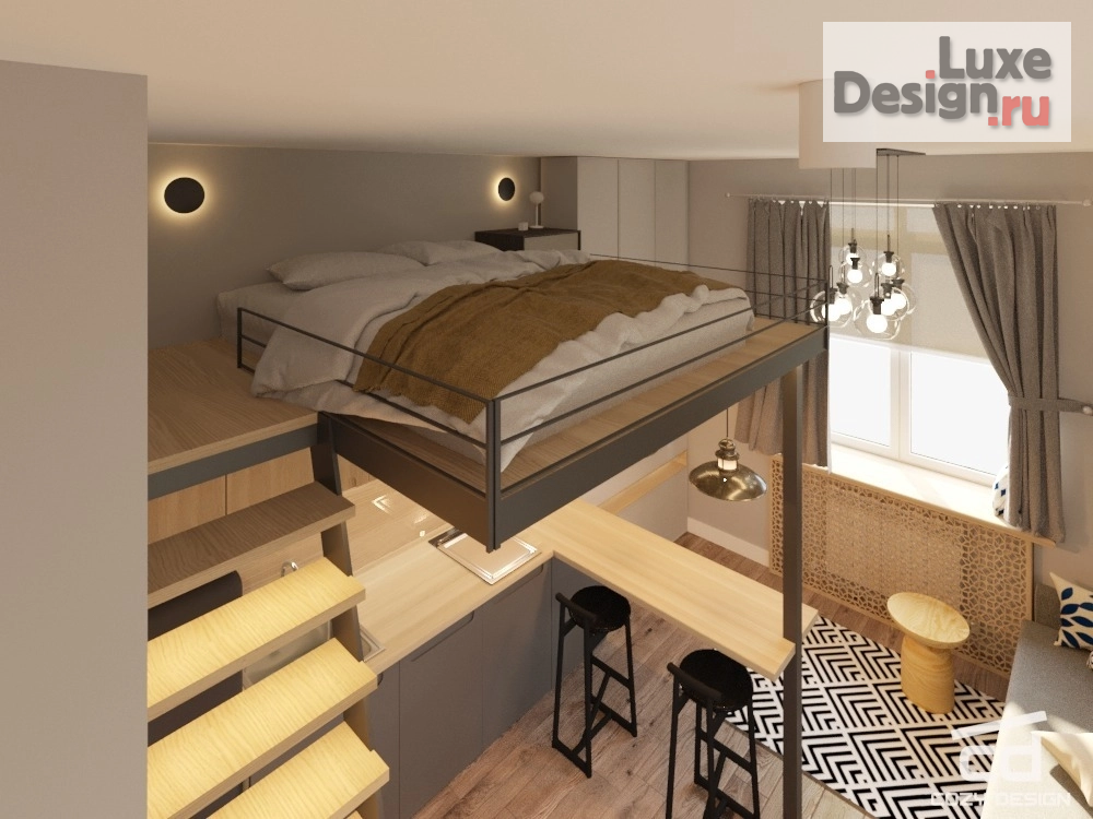 Дизайн интерьера квартиры студии "Апартаменты 20м2 Москва" (фото 10)