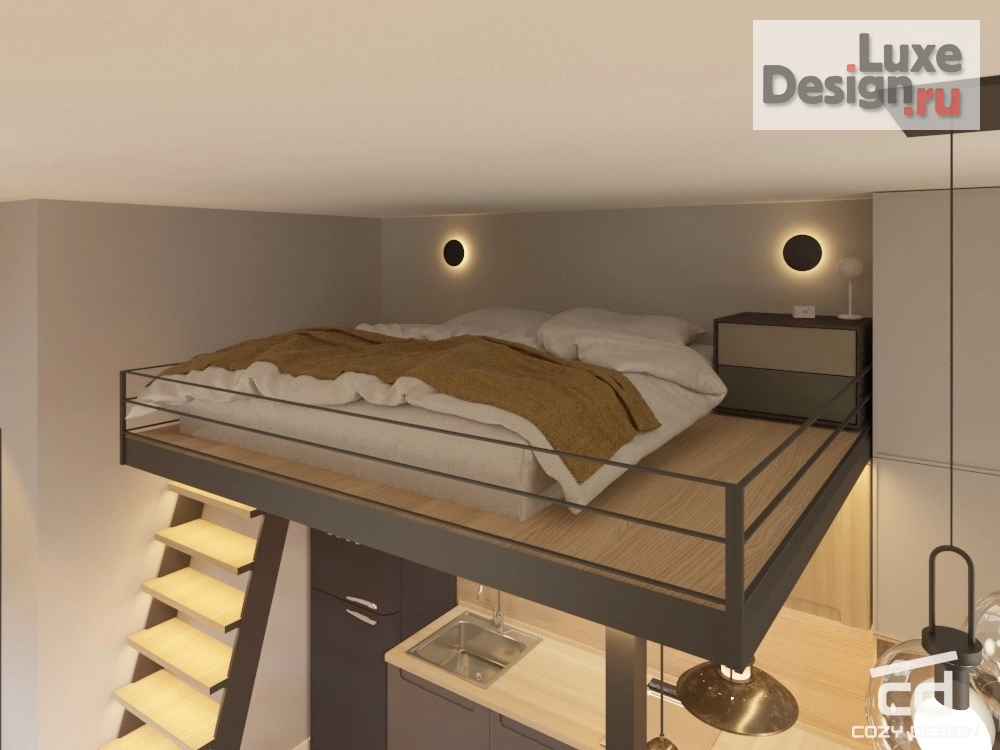 Дизайн интерьера квартиры студии "Апартаменты 20м2 Москва" (фото 11)