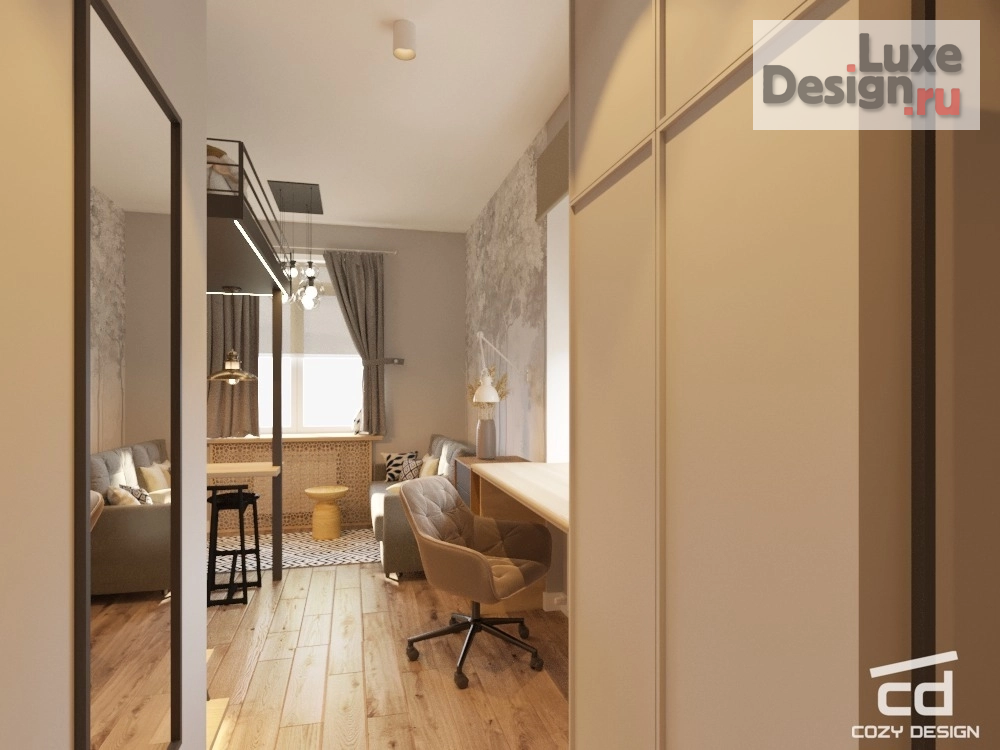 Дизайн интерьера квартиры студии "Апартаменты 20м2 Москва" (фото 6)