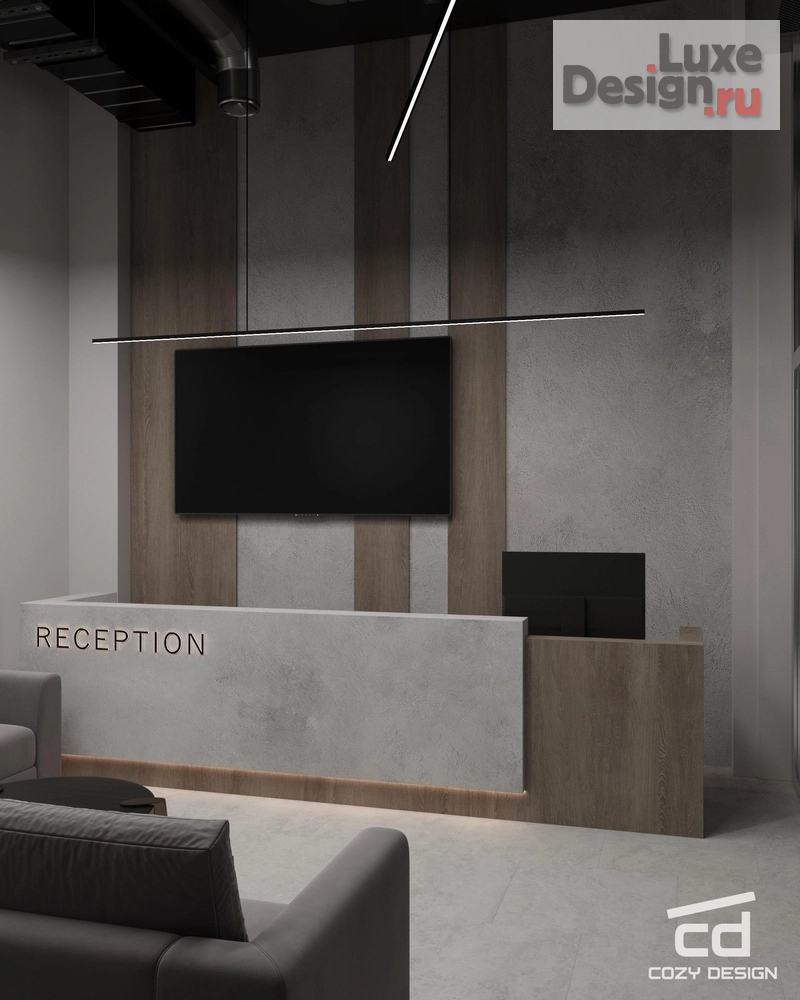 Дизайн интерьера оздоровительного комплекса "Холл и раздевалки спортзала в Москве" (фото 1)