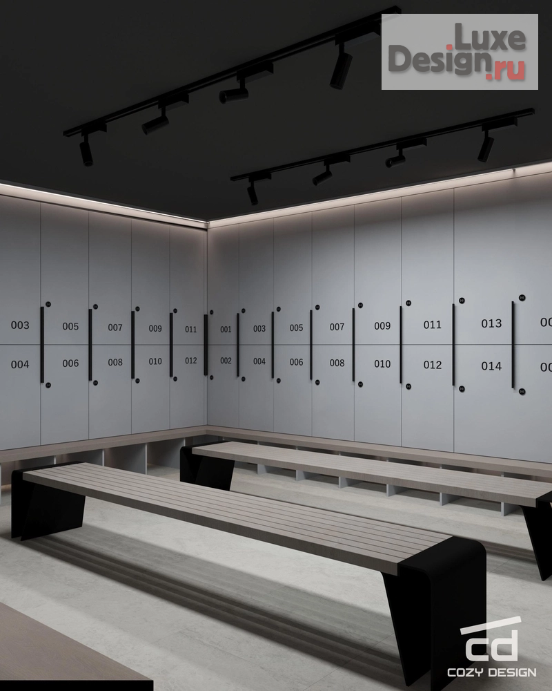 Дизайн интерьера оздоровительного комплекса "Холл и раздевалки спортзала в Москве" (фото 5)