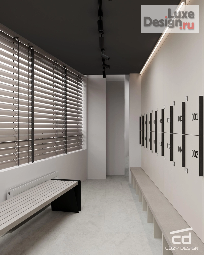 Дизайн интерьера оздоровительного комплекса "Холл и раздевалки спортзала в Москве" (фото 10)