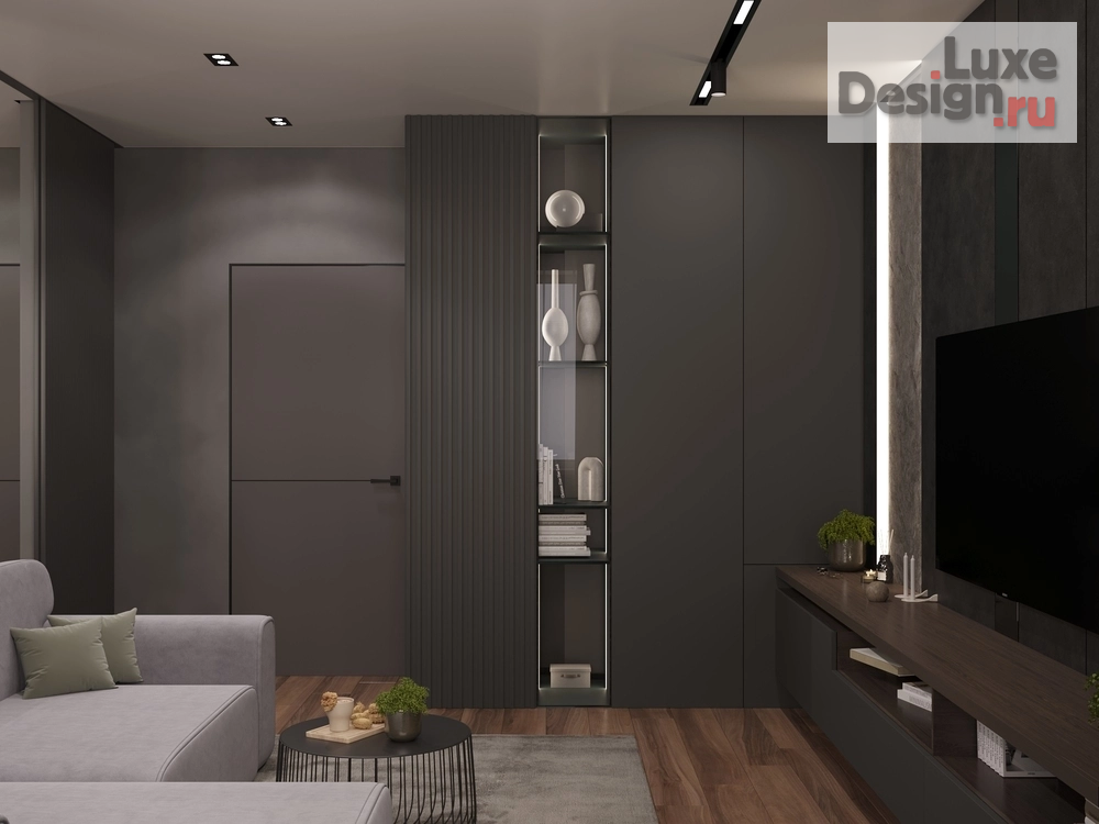 Дизайн интерьера двухкомнатной квартиры "dark minimalism" (фото 29)