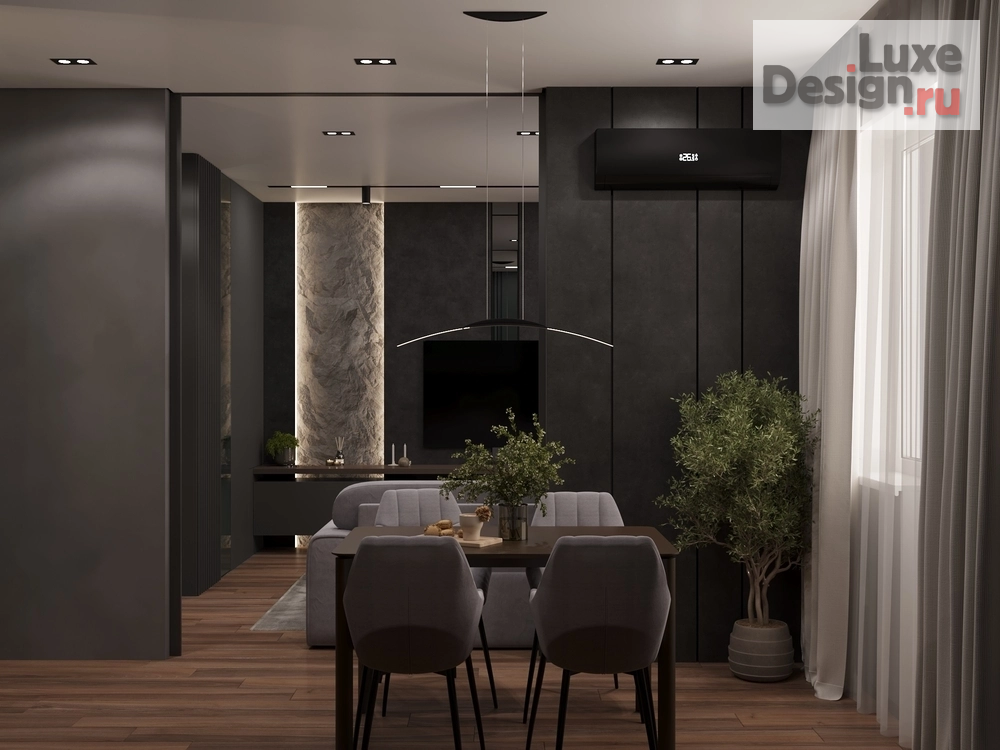 Дизайн интерьера двухкомнатной квартиры "dark minimalism" (фото 30)