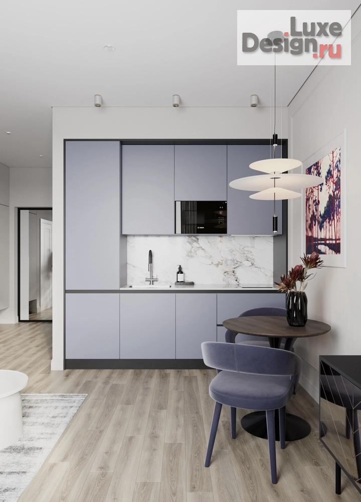 Дизайн интерьера однокомнатной квартиры "ЖК СИМВОЛ ЛАЗУРНЫЙ" (фото 2)