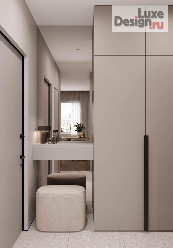 Дизайн интерьера двухкомнатной квартиры "Ideal Minimalism, 58 м2" (фото 2)