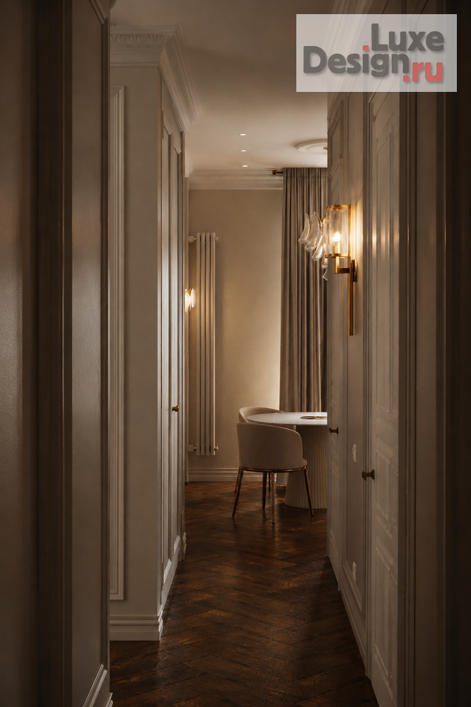 Дизайн интерьера двухкомнатной квартиры "Moscow Stalinist Apartment | Modern French Classic Interior" (фото 8) от дизайнера Студия дизайна Светланы Старыгиной Дизайн интерьера двухкомнатной квартиры "Moscow Stalinist Apartment | Modern French Classic Interior" (фото 8)