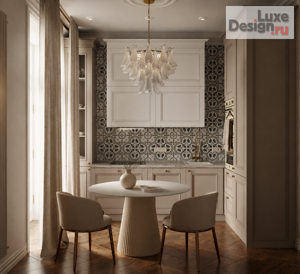 Дизайн интерьера двухкомнатной квартиры "Moscow Stalinist Apartment | Modern French Classic Interior" (фото 2) от дизайнера Студия дизайна Светланы Старыгиной Дизайн интерьера двухкомнатной квартиры "Moscow Stalinist Apartment | Modern French Classic Interior" (фото 2)