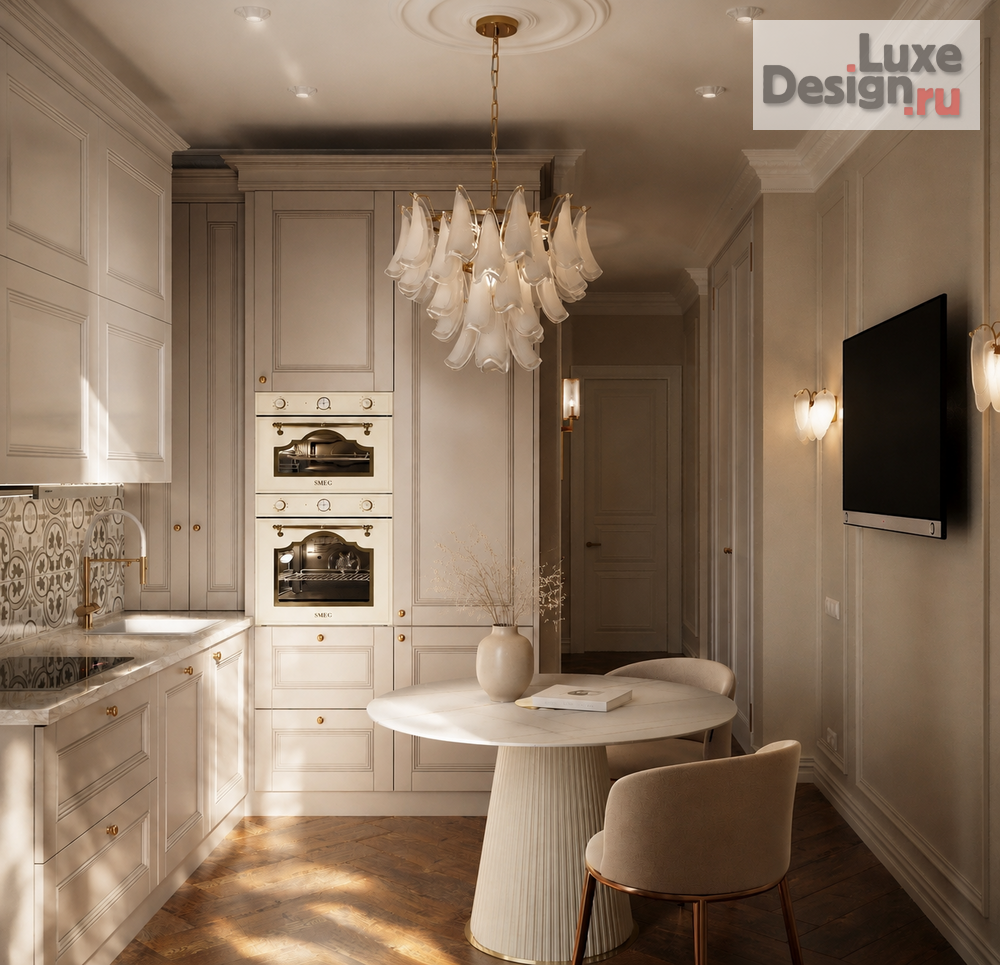 Дизайн интерьера двухкомнатной квартиры "Moscow Stalinist Apartment | Modern French Classic Interior" (фото 3) от дизайнера Студия дизайна Светланы Старыгиной Дизайн интерьера двухкомнатной квартиры "Moscow Stalinist Apartment | Modern French Classic Interior" (фото 3)