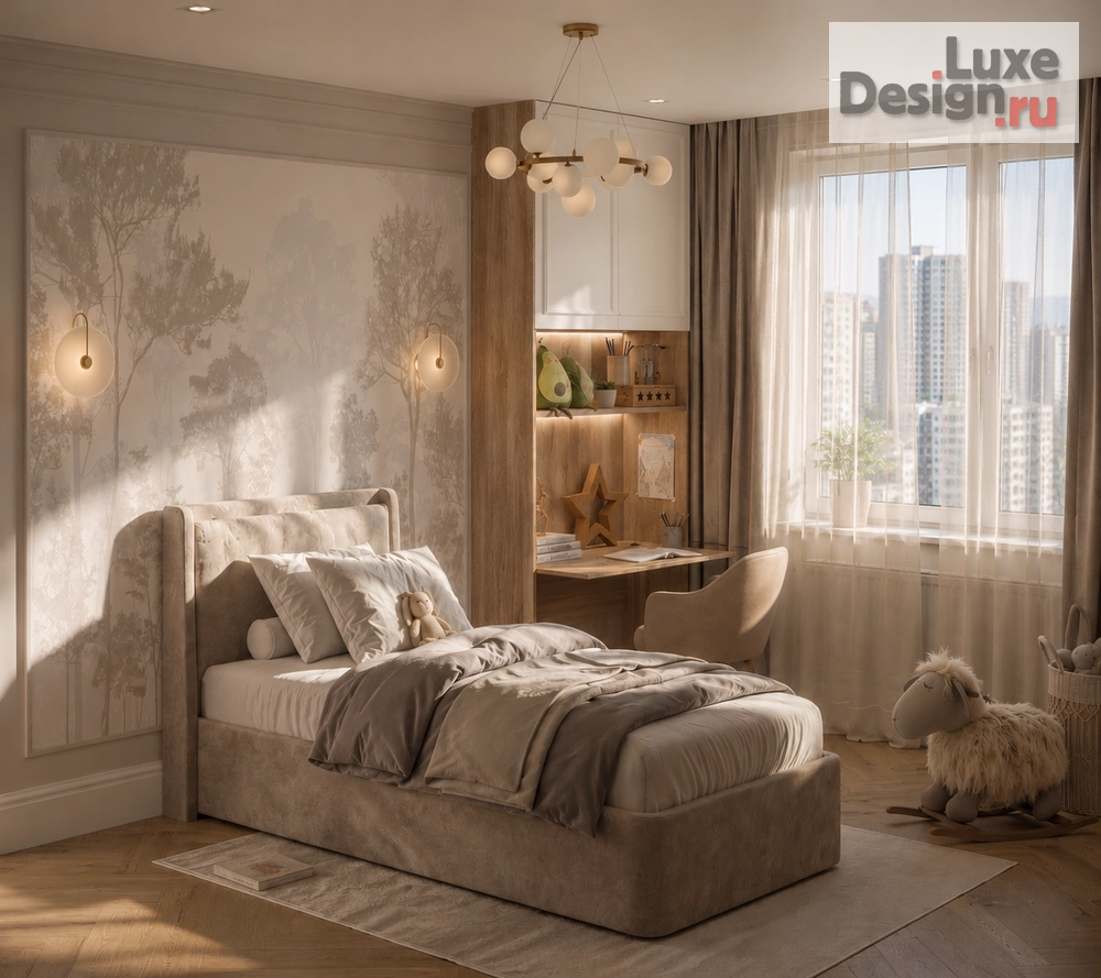Дизайн интерьера детской "Soft Serenity | Contemporary Kids Bedroom Design" (фото 2)