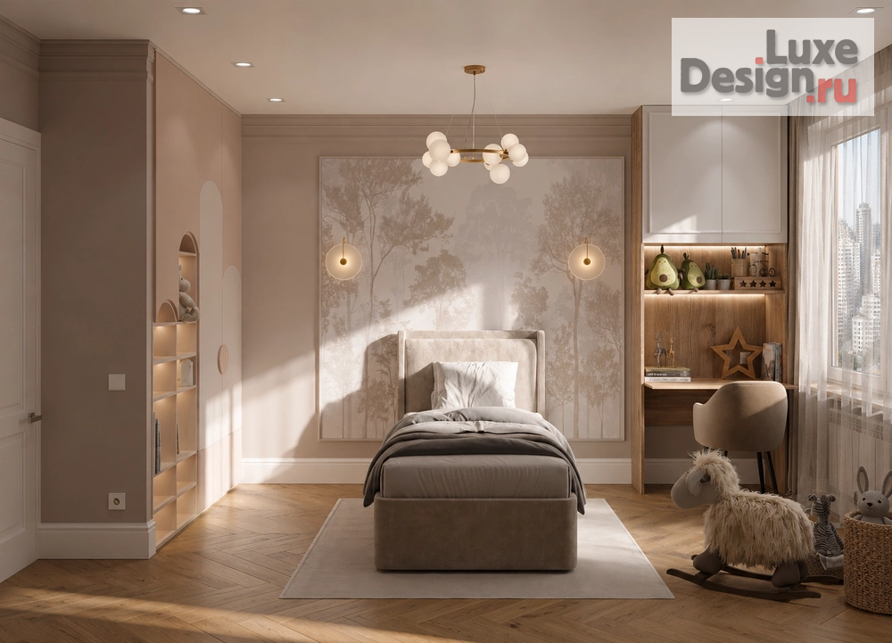 Дизайн интерьера детской "Soft Serenity | Contemporary Kids Bedroom Design" (фото 4)