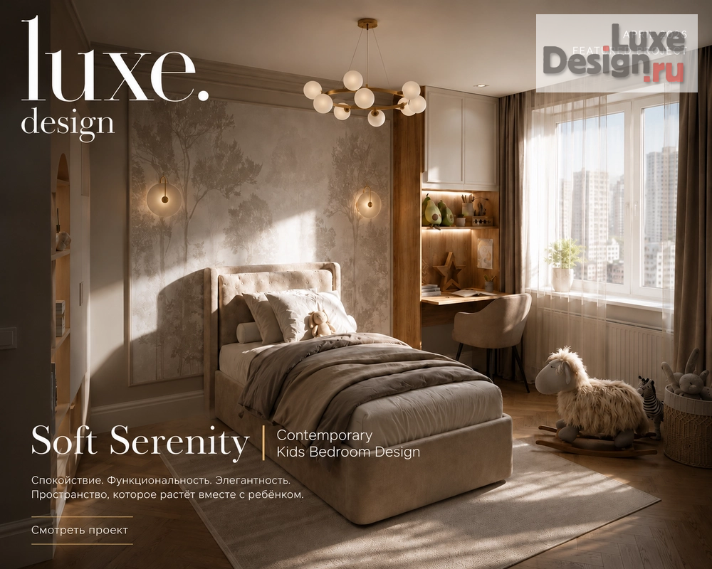 Дизайн интерьера детской "Soft Serenity | Contemporary Kids Bedroom Design" (фото 1)