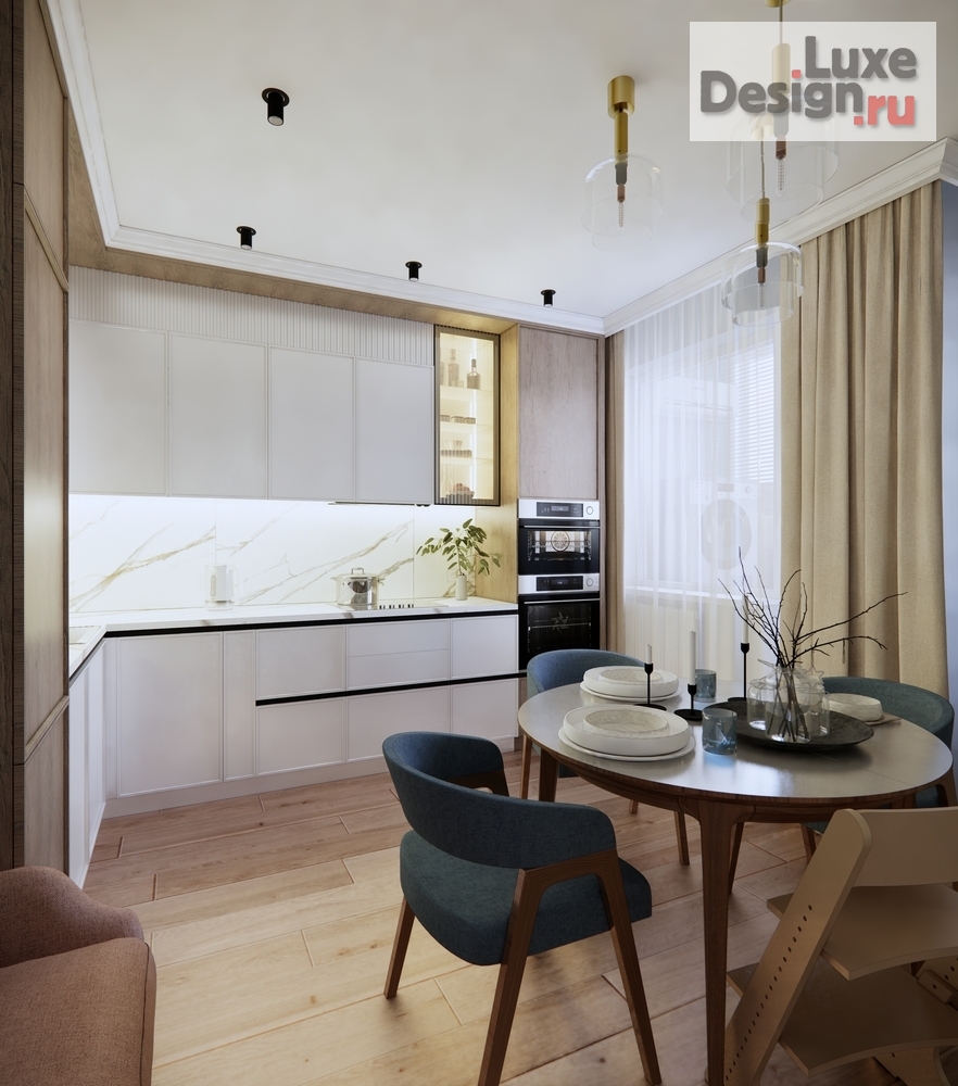 Дизайн интерьера трехкомнатной квартиры "Трехкомнатная квартира г. Краснодар, мкр. Юбилейный" (фото 5)