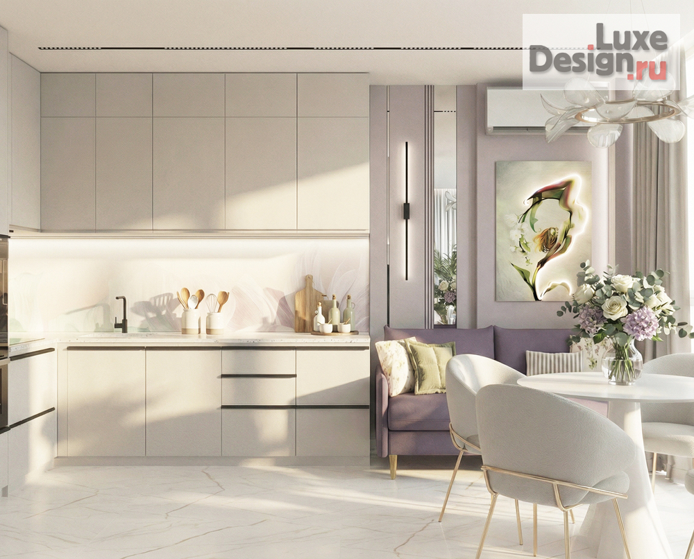 Дизайн интерьера трехкомнатной квартиры "3-к квартира ЖК "Айвазовский" г. Краснодар" (фото 2)