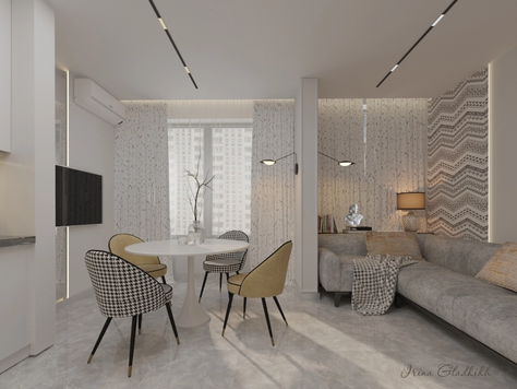 Дизайн интерьера двухкомнатной квартиры в Краснодаре "Гостиная-столовая в 2-х комнатной квартире"