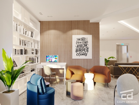 Дизайн интерьера школы в Краснодаре "Холл и библиотека частной школы в Москве"