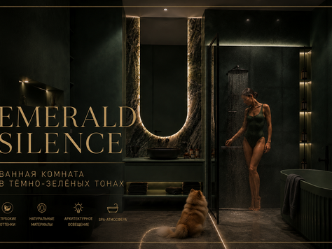 Дизайн интерьера комнаты в Краснодаре "EMERALD SILENCE | Ванная комната в тёмно-зелёных тонах"