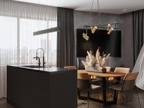 Дизайн интерьера трехкомнатной квартиры в Краснодаре "ЖК Фреш"